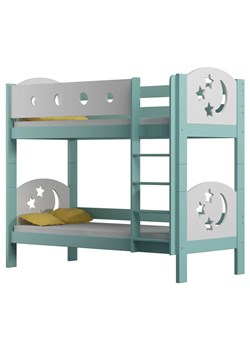 Piętrowe łóżko dla rodzeństwa z materacami, turkusowy - Mimi 3X 160x80 cm ze sklepu Edinos.pl w kategorii Łóżka dziecięce - zdjęcie 172213912