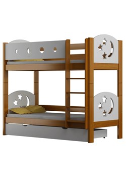 Podwójne łóżko z drewna sosnowego z szufladą olcha - Mimi 4X 190x90 cm ze sklepu Edinos.pl w kategorii Łóżka dziecięce - zdjęcie 172214032