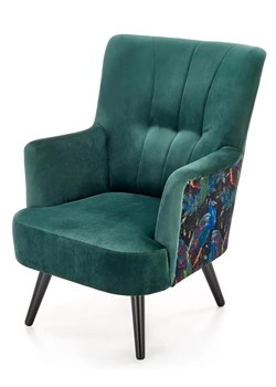 Zielony welurowy fotel wypoczynkowy - Pavos ze sklepu Edinos.pl w kategorii Fotele - zdjęcie 172214334