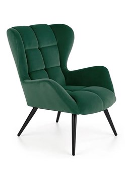 Zielony welurowy fotel uszak -  Bergen ze sklepu Edinos.pl w kategorii Fotele - zdjęcie 172214370