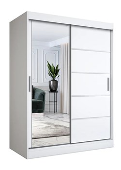 Biała Szafa Przesuwna Z Lustrem 150 Cm B7-M04 ze sklepu Edinos.pl w kategorii Szafy - zdjęcie 172214701