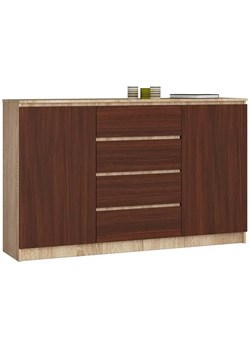 Długa komoda z gładkim frontem dąb sonoma + wenge - Bedixo 3X ze sklepu Edinos.pl w kategorii Komody - zdjęcie 172215091