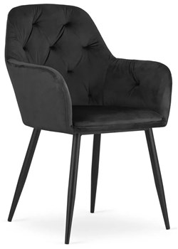 Komplet czarnych welurowych krzeseł 2 szt. do kuchni - Waris ze sklepu Edinos.pl w kategorii Krzesła - zdjęcie 172215354