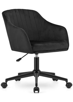 Czarny welurowy fotel obrotowy do gabinetu - Brasi ze sklepu Edinos.pl w kategorii Krzesła biurowe - zdjęcie 172215374