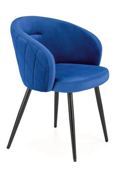 Granatowe welurowe krzesło kubełkowe - Vente ze sklepu Edinos.pl w kategorii Krzesła - zdjęcie 172215590