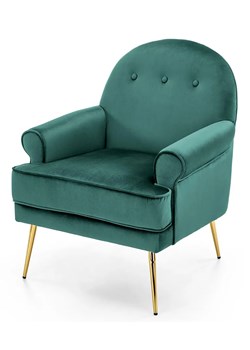 Zielony welurowy fotel wypoczynkowy glamour - Morti ze sklepu Edinos.pl w kategorii Fotele - zdjęcie 172216192