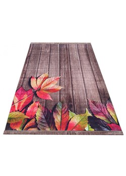 Brązowy prostokątny dywan z motywem drewna - Nortix ze sklepu Edinos.pl w kategorii Dywany - zdjęcie 172216243