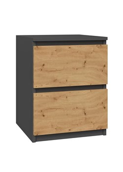Szafka nocna z szufladami antracyt + dąb artisan Donatella 3X ze sklepu Edinos.pl w kategorii Stoliki i szafki nocne - zdjęcie 172216291