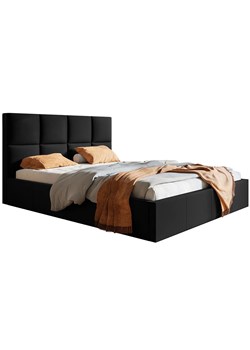 Czarne tapicerowane łóżko 140x200 - Nikos 2X ze sklepu Edinos.pl w kategorii Łóżka i materace - zdjęcie 172216852