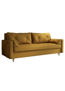 Musztardowa Sofa Rozkładana Z Pojemnikiem Na Pościel Ebia ze sklepu Edinos.pl w kategorii Sofy i kanapy - zdjęcie 172217480