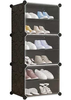Czarna modułowa szafka na buty w stylu nowoczesnym - Owis 3X ze sklepu Edinos.pl w kategorii Zestawy mebli do przedpokoju - zdjęcie 172217711