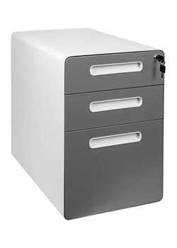 Biało-szary kontenerek z szufladami na klucz - Exo ze sklepu Edinos.pl w kategorii Meble biurowe - zdjęcie 172218364