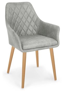 Pikowane krzesło tapicerowane z podłokietnikami Syvis - popielate ze sklepu Edinos.pl w kategorii Krzesła - zdjęcie 172218462