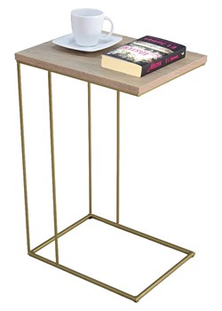 Minimalistyczny stolik pomocniczy dąb sonoma + złoty- Texti 4X ze sklepu Edinos.pl w kategorii Meble biurowe - zdjęcie 172218483