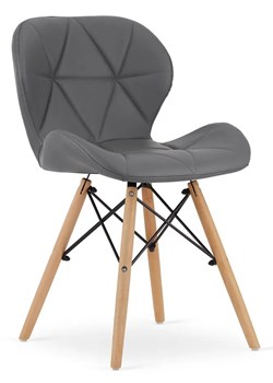 Szare krzesło tapicerowane skórą ekologiczną - Zeno 3X ze sklepu Edinos.pl w kategorii Krzesła - zdjęcie 172220234