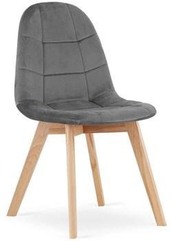 Szare krzesło welurowe w stylu skandynawskim R8-K11 ze sklepu Edinos.pl w kategorii Krzesła - zdjęcie 172220481