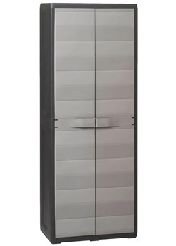 Szara szafa gospodarcza z 3 półkami czarny + szary R8-Z61 ze sklepu Edinos.pl w kategorii Szafy - zdjęcie 172220554