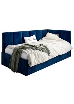 Granatowe łóżko młodzieżowe tapicerowane welwetem 100x200 - Barnet 4X ze sklepu Edinos.pl w kategorii Łóżka dziecięce - zdjęcie 172220843