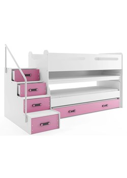Biało-różowe łóżko dla dziewczynek z biurkiem - Ilos ze sklepu Edinos.pl w kategorii Łóżka dziecięce - zdjęcie 172220911