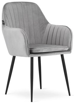Srebrnoszare krzesło welurowe do salonu - Negros 3X ze sklepu Edinos.pl w kategorii Krzesła - zdjęcie 172221252