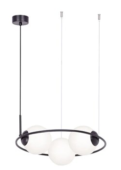 Lampa metalowy okrąg z białymi kloszami nad stół - A202-Anoba ze sklepu Edinos.pl w kategorii Lampy wiszące - zdjęcie 172221690