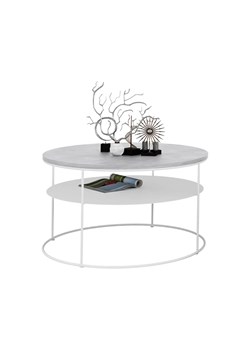 Okrągły stolik kawowy z białym stelażem beton - Karolis 5X ze sklepu Edinos.pl w kategorii Stoliki kawowe - zdjęcie 172221700