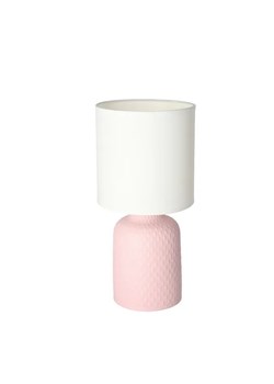 Różowa lampa stołowa z wytłoczonym wzorem na ceramicznej podstawie - V085-Sanati ze sklepu Edinos.pl w kategorii Lampy stołowe - zdjęcie 172223020