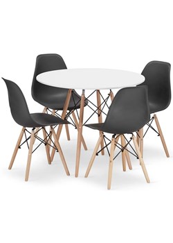 Komplet biały stół 90 cm z 4 krzesłami - Osato 6X 3 kolory ze sklepu Edinos.pl w kategorii Zestawy mebli kuchennych - zdjęcie 172223273