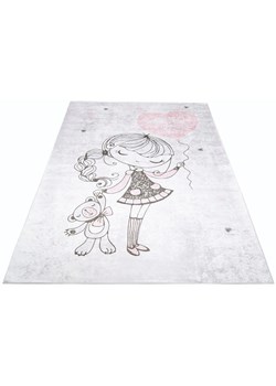 Szary dywan dziecięcy z dziewczynką z balonikiem - Feso 3X ze sklepu Edinos.pl w kategorii Tekstylia dziecięce - zdjęcie 172223901