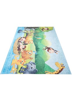 Kolorowy prostokątny dywan ze zwierzętami - Hazo 3X ze sklepu Edinos.pl w kategorii Tekstylia dziecięce - zdjęcie 172223931