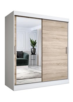 Szafa przesuwna biały + dąb sonoma 180 cm - Seko 5X ze sklepu Edinos.pl w kategorii Szafy - zdjęcie 172224293