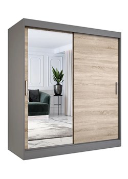 Szafa przesuwna antracyt + dąb sonoma 180 cm - Seko 5X ze sklepu Edinos.pl w kategorii Szafy - zdjęcie 172224303