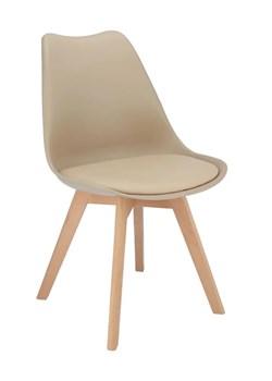 Beżowe krzesło z miękkim siedziskiem - Aklo ze sklepu Edinos.pl w kategorii Krzesła - zdjęcie 172224371