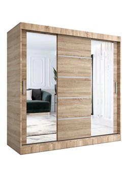 Szafa z lustrem i drzwiami przesuwnymi 200 cm dąb sonoma - Ebia 6X ze sklepu Edinos.pl w kategorii Szafy - zdjęcie 172224392