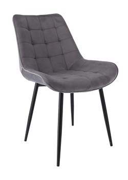 Szare pikowane welurowe krzesło - Amos ze sklepu Edinos.pl w kategorii Krzesła - zdjęcie 172224421