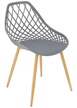 Szare krzesło metalowe z ażurowym siedziskiem - Kifo 3X ze sklepu Edinos.pl w kategorii Krzesła - zdjęcie 172224491