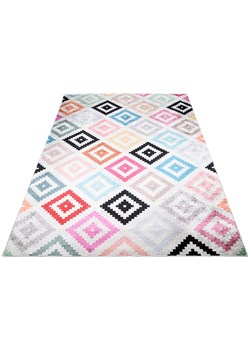 Szary dywan w kolorowy wzór do pokoju młodzieżowego - Cunis 7X ze sklepu Edinos.pl w kategorii Tekstylia dziecięce - zdjęcie 172225070
