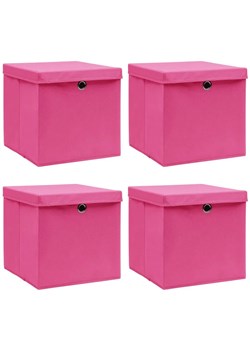 Komplet różowych pudełek z pokrywami 4 szt - Dazo 4X ze sklepu Edinos.pl w kategorii Pudełka i pojemniki - zdjęcie 172225494