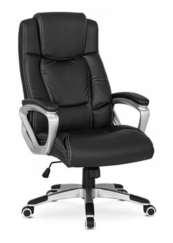 Czarny obrotowy fotel gabinetowy ze skóry ekologicznej - Frax ze sklepu Edinos.pl w kategorii Krzesła do biurka - zdjęcie 172226014