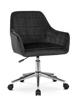 Czarny welurowy fotel obrotowy do biurka - Ondo ze sklepu Edinos.pl w kategorii Krzesła biurowe - zdjęcie 172226032