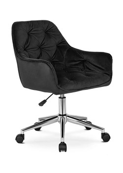 Czarny tapicerowany pikowany fotel obrotowy - Omir ze sklepu Edinos.pl w kategorii Krzesła biurowe - zdjęcie 172226060