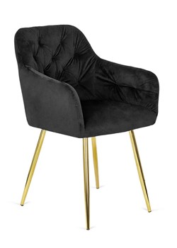 Czarne welurowe krzesło fotelowe glamour - Vamo ze sklepu Edinos.pl w kategorii Krzesła - zdjęcie 172226311