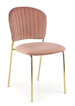 Różowe welurowe tapicerowane krzesło w stylu glamour - Edsel ze sklepu Edinos.pl w kategorii Krzesła - zdjęcie 172227061