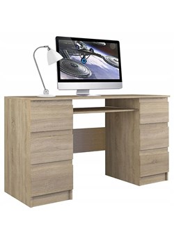 Duże nowoczesne biurko Liner 2X - dąb sonoma ze sklepu Edinos.pl w kategorii Biurka i sekretarzyki - zdjęcie 172227783