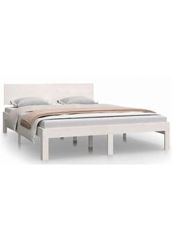 Białe drewniane łóżko małżeńskie 140x200 - Iringa 5X ze sklepu Edinos.pl w kategorii Łóżka i materace - zdjęcie 172227814