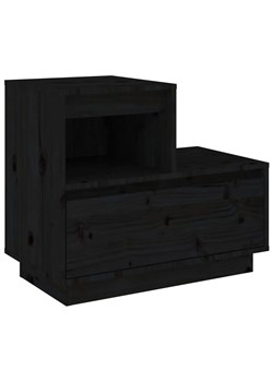 Czarna szafka nocna drewniana z szufladą - Zopi ze sklepu Edinos.pl w kategorii Stoliki i szafki nocne - zdjęcie 172228134