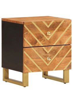 Drewniana szafka nocna ze wzorem w jodełkę - Laszlo 3X ze sklepu Edinos.pl w kategorii Stoliki i szafki nocne - zdjęcie 172228170