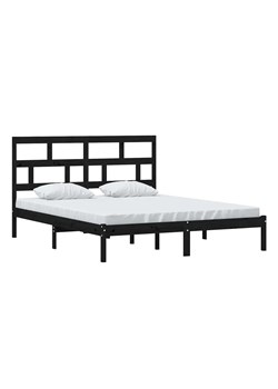 Czarne podwójne łóżko z litego drewna 160x200 - Bente 6X ze sklepu Edinos.pl w kategorii Łóżka i materace - zdjęcie 172228581