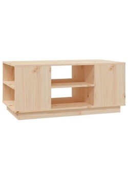 Drewniany prostokątny stolik kawowy z półkami - Fivi ze sklepu Edinos.pl w kategorii Stoliki kawowe - zdjęcie 172229413