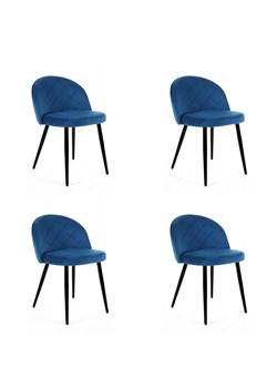 Granatowy zestaw 4 krzeseł z półokrągłym oparciem - Eferos 4X ze sklepu Edinos.pl w kategorii Krzesła - zdjęcie 172230084